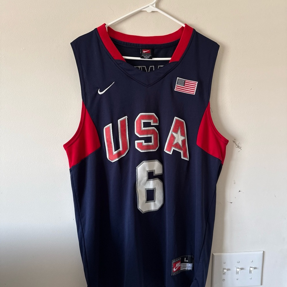Men’s Nike LeBron James #6 Team USA 2008 Beijing Olympics Jersey Sz L Blue RARE